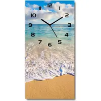 Tulup Wandklok - Hawaiiaans strand Wandklok Glas Decoratie - 30x60 cm - Blauw Gekleurde Glazen Klok - Zwarte handen - Rechthoekige Klok - Klok Glas Met Opdruk - Moderne Wandklok Glas