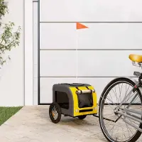Prolenta Maison Exclusive - Fietsaanhangwagen voor honden, geel en grijs. Gemaakt van Oxford-stof en metaal