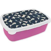 MuchoWow Broodtrommel Roze - Lunchbox Modern - Geometrisch - Blauw - Brooddoos 18x12x6 cm - Brood lunch box - Broodtrommels voor kinderen en volwassenen