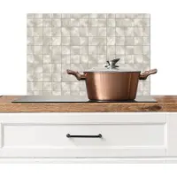 KitchenYeah Spatscherm keuken 60x40 cm - Kookplaat achterwand Tegels - Natuurlijk - Grijs - Muurbeschermer - Spatwand fornuis - Hoogwaardig aluminium