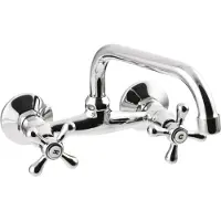 Invena BADLAND Keukenmengkraan, wandmontage, model ROMA, 20 cm, zilverkleurige keukenmengkraan