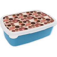 MuchoWow Broodtrommel Blauw - Lunchbox Cirkels - Modern - Kleurrijk - Brooddoos 18x12x6 cm - Brood lunch box - Broodtrommels voor kinderen en volwassenen