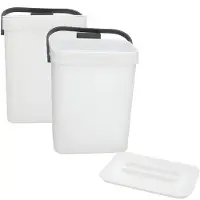 Gerimport Aanrecht prullenbakje Anne - 2x - 26 cm - met klepdeksel - wit - 5 ltr - aanrecht / tafel model
