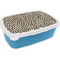 MuchoWow Broodtrommel Blauw - Lunchbox Stippen - Patroon - Zwart - Brooddoos 18x12x6 cm - Brood lunch box - Broodtrommels voor kinderen en volwassenen