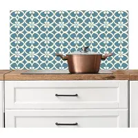 KitchenYeah Spatscherm keuken 100x50 cm - Kookplaat achterwand Patroon - Symmetrisch - Blauw - Muurbeschermer - Spatwand fornuis - Hoogwaardig aluminium