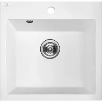 Laveo BADLAND BADLAND Spoelbak, granietspoelbak, enkele spoelbak, model ALENA, 49x49 cm, wit | Inclusief sifon!