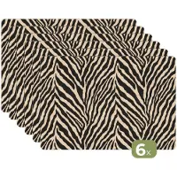 KitchenYeah Placemats - 6 stuks - 45x30 cm - Placemat kunststof - Zebra - Klassiek - Zwart - Borden onderleggers - Decoratie voor op tafel - Keuken tafeldecoratie accessoires - Vinyl onderlegger - Tafelversiering
