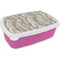 MuchoWow Broodtrommel Roze - Lunchbox Slang - Patroon - Taupe - Brooddoos 18x12x6 cm - Brood lunch box - Broodtrommels voor kinderen en volwassenen