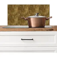 KitchenYeah Spatscherm keuken 60x30 cm - Kookplaat achterwand Organisch - Lijnen - Goud - Muurbeschermer - Spatwand fornuis - Hoogwaardig aluminium