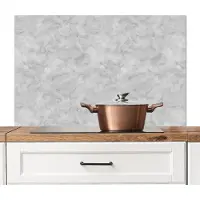 KitchenYeah Spatscherm keuken 100x65 cm - Kookplaat achterwand Grijs - Marmer print - Mat - Muurbeschermer - Spatwand fornuis - Hoogwaardig aluminium