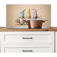 KitchenYeah Spatscherm keuken 80x40 cm - Kookplaat achterwand Kabouters - Pastelkleuren - Eieren - Bloemen - Muurbeschermer - Spatwand fornuis - Hoogwaardig aluminium