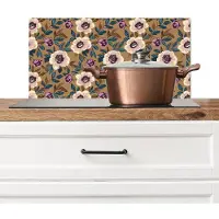 KitchenYeah Spatscherm keuken 70x30 cm - Kookplaat achterwand Floraal - Stilleven - Kleurrijk - Muurbeschermer - Spatwand fornuis - Hoogwaardig aluminium