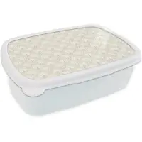 MuchoWow Broodtrommel Wit - Lunchbox Patroon - Bloemen - Beige - Brooddoos 18x12x6 cm - Brood lunch box - Broodtrommels voor kinderen en volwassenen