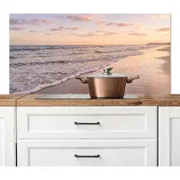 KitchenYeah Spatscherm keuken 120x60 cm - Kookplaat achterwand Strand - Branding - Wolken - Muurbeschermer - Spatwand fornuis - Hoogwaardig aluminium