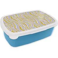 MuchoWow Broodtrommel Blauw - Lunchbox Zebra - Modern - Meerkleurig - Brooddoos 18x12x6 cm - Brood lunch box - Broodtrommels voor kinderen en volwassenen