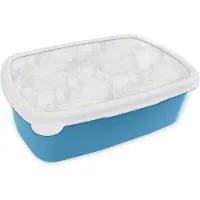 MuchoWow Broodtrommel Blauw - Lunchbox Minimalistisch - Wit - Grijze aders - Brooddoos 18x12x6 cm - Brood lunch box - Broodtrommels voor kinderen en volwassenen