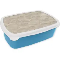 MuchoWow Broodtrommel Blauw - Lunchbox Bogen - Patroon - Beige - Brooddoos 18x12x6 cm - Brood lunch box - Broodtrommels voor kinderen en volwassenen