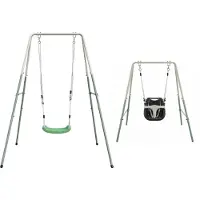 Axi Metalen Meegroeischommel met Babyzitje en Schommelzitje in Groen en Crème | 2-in-1 Kinderschommel voor Baby's en Kinderen - Schommel met Frame | Voor in de Tuin - vanaf 12 maanden