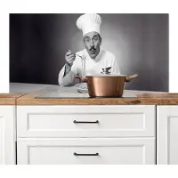 KitchenYeah Spatscherm keuken 120x60 cm - Kookplaat achterwand Chef - Spaghetti - Pasta - Muurbeschermer - Spatwand fornuis - Hoogwaardig aluminium