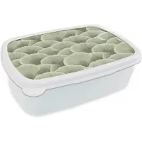 MuchoWow Broodtrommel Wit - Lunchbox Waaier - Blad - Groen - Brooddoos 18x12x6 cm - Brood lunch box - Broodtrommels voor kinderen en volwassenen