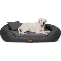 Tierlando Orthopedisch hondenbed LENNART VIP VISCO PLUS, kunstleer en velours - Afmetingen: 140x105 cm | Kleur: 02 Grafiet