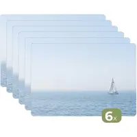 KitchenYeah Placemats - 6 stuks - 45x30 cm - Placemat kunststof - Horizon - Zeilboot - Zee - Borden onderleggers - Decoratie voor op tafel - Keuken tafeldecoratie accessoires - Vinyl onderlegger - Tafelversiering