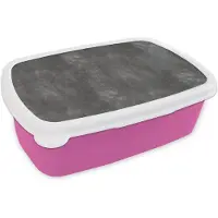 MuchoWow Broodtrommel Roze - Lunchbox Donkergrijs - Ruw - Beton print - Brooddoos 18x12x6 cm - Brood lunch box - Broodtrommels voor kinderen en volwassenen