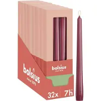 Bolsius - Glanzende dinerkaarsen - 32 stuks - Rood - 24,5 cm - 7 branduren