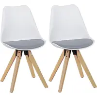Wohnling Set van 2 retro eetkamerstoelen LIMA, wit/grijs | Beklede stoel
