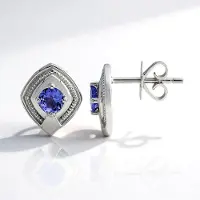 Cavill - Zilveren Oorbellen - 925 Sterling Zilver met Palladium - 0,51 ct Ronde Briljant Tanzaniet - Elegant, Tijdloos Design - 11 mm
