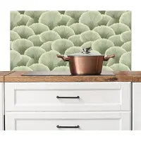 KitchenYeah Spatscherm keuken 100x50 cm - Kookplaat achterwand Waaier - Blad - Groen - Muurbeschermer - Spatwand fornuis - Hoogwaardig aluminium