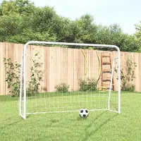 Prolenta Maison Exclusive - Voetbaldoel met net, wit, 214x75x152 cm, staal en polyester