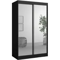 Mzm24 Schuifdeurkast met spiegel, model Como 2D2L, 120 cm, zwart