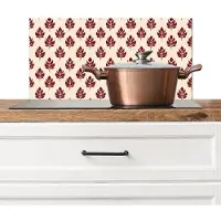 KitchenYeah Spatscherm keuken 70x30 cm - Kookplaat achterwand Botanisch - Patroon - Bordeaux - Muurbeschermer - Spatwand fornuis - Hoogwaardig aluminium
