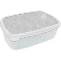 MuchoWow Broodtrommel Wit - Lunchbox Oppervlakte - Textuur - Grijs - Brooddoos 18x12x6 cm - Brood lunch box - Broodtrommels voor kinderen en volwassenen