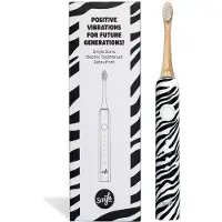 Smyle Elektrische Tandenborstel met USB-C Oplader, 2 Opzetborstels, Lange Batterijduur en Druksensor - Duurzaam en Effectief Poetsen - Zebra Print