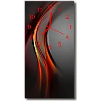 Tulup Wandklok - Patroon Klok Glas Met Opdruk - 30x60 cm - Veelkleurig Moderne Wandklok Glas - Zwarte Handen - Rechthoekige Wandklok - Wandklok Glas Met Motief - Decoratieve Glazen Klok