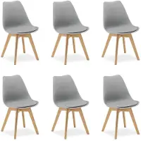 Homestyle4u Eetkamerstoel van Hout en Kunststof - 6 Stoelen - Keukentoel - Grijs