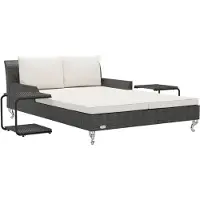 Syfax Ligbed met kussens 2-persoons poly rattan zwart
