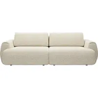 Vente-unique Vierzitsslaapbank van beige gemêleerde stof MONELIA