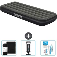 Bestway opblaasbaar luchtbed – 1 persoon – 76 x 185 x 25 cm – Groen – Inclusief accessoires