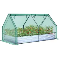 OEM Tuinbeeld met verzinkte metalen border en PVC-afdekking - 3-in-1 groente- en bloembed