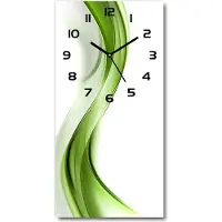 Tulup Wandklok - Groene golf Decoratieve Glazen Klok - 30x60 cm - Groente Glazen Wandklok Design - Zwarte handen - Rechthoekige Klok - Glazen Klok Met Print - Wandklok Glas Met Motief