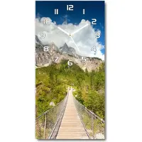 Tulup Wandklok - Hangbrug Decoratieve Glazen Klok - 30x60 cm - Groente Glazen Wandklok Design - Witte handen - Rechthoekige Klok - Glazen Klok Met Print - Wandklok Glas Met Motief