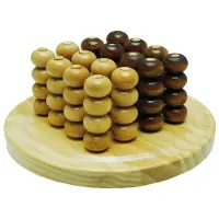 HOT Games Molenspel TicTacToe 3 D. hout blank/bruin gelakt rond