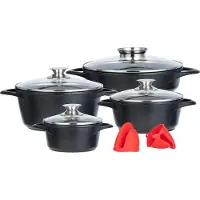 Smile Pannenset Inductie met antiaanbaklaag - Kookpannen voor alle warmtebronnen - Set van 4 pannen inclusief deksels