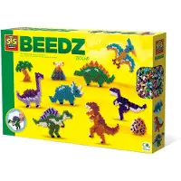 SES Creative - Beedz - Dino Wereld - 2100 Strijkkralen met Grondplaten en Strijkvellen - Vanaf 5 Jaar