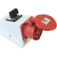 Pce KOMBI-stopcontact met veiligheidsschakelaar, 0-1 M25, 32A, 5-polig, 400V, rood, IP44, artikelnummer 925-6W