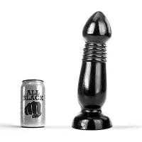 All Black - Grote Anaal Dildo met Ribbels - 27.5 x 7.7 cm - Zwart