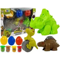 Lean Toys 8523 Klei met dinosaurussen – eieren en vormpjes, 12 stuks, 4 kleuren
